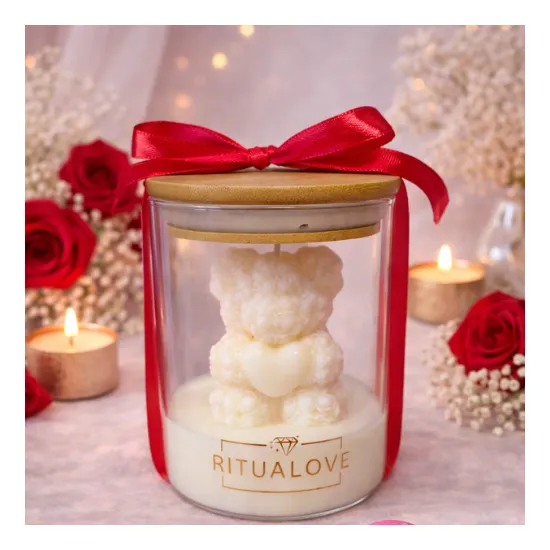 Świeca sojowa MIŚ biały w szkle prezent dla niej życzenia personalizacja handmade